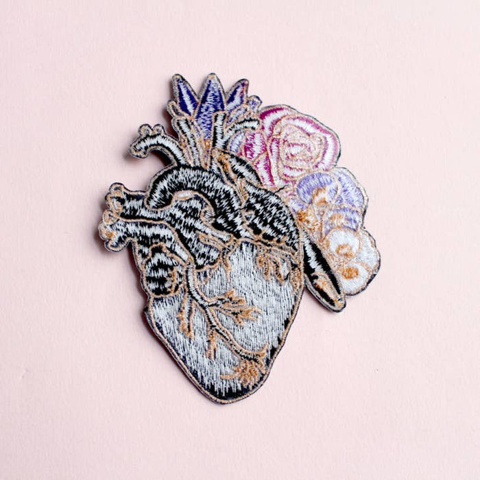 Anatomical Heart Embroidered Iron-on Patch