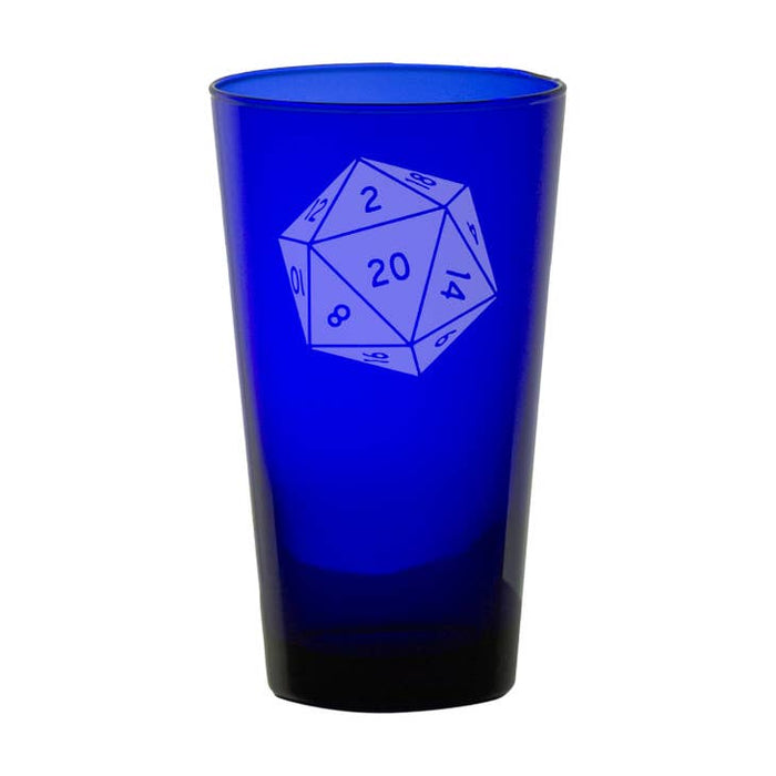 D20 Pint Glass 16oz Blue